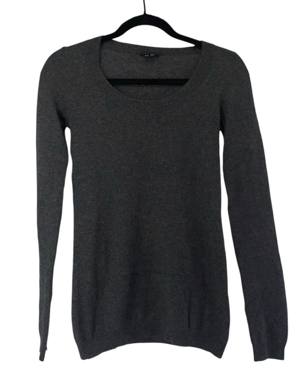 Theory Women’s 100% Merino Wool Sweater Gray Size P/TP Scoop Neck Demonte Royal